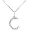 1/20 Ctw Initial 'C' Round Cut Diamond Fashion Pendant With Chain in Sterling Silver
