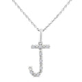 1/20 Ctw Initial 'J' Round Cut Diamond Fashion Pendant With Chain in Sterling Silver