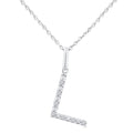 1/20 Ctw Initial 'L' Round Cut Diamond Fashion Pendant With Chain in Sterling Silver