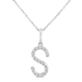 1/20 Ctw Initial 'S' Round Cut Diamond Fashion Pendant With Chain in Sterling Silver