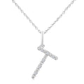 1/20 Ctw Initial 'T' Round Cut Diamond Fashion Pendant With Chain in Sterling Silver