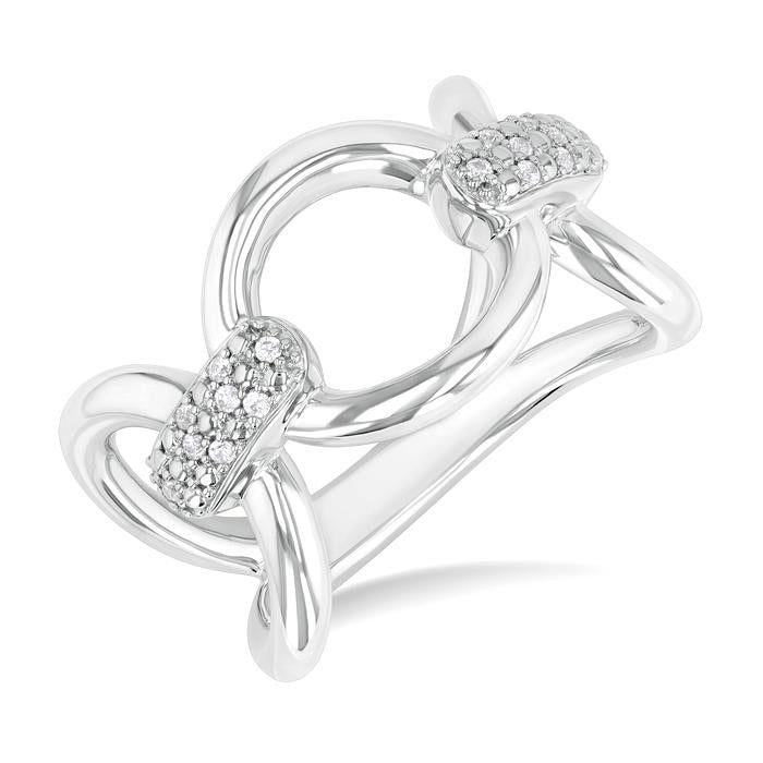 Silver Bold Open Link Diamond Ring