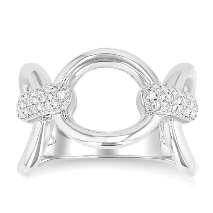 Silver Bold Open Link Diamond Ring