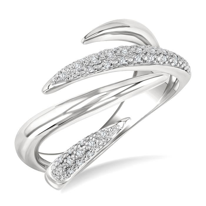 1/10 Ctw Open Center Claw Round Cut Diamond Bold Fashion Band in Sterling Silver