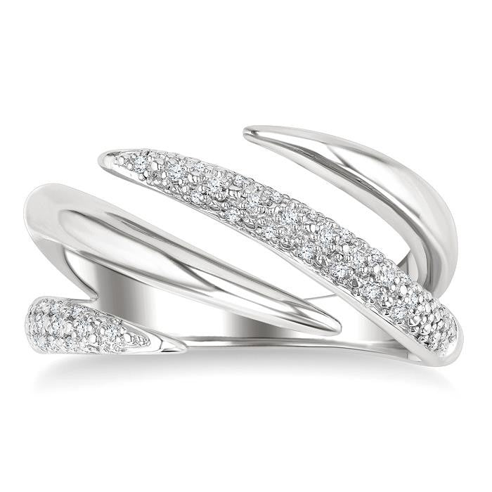 1/10 Ctw Open Center Claw Round Cut Diamond Bold Fashion Band in Sterling Silver