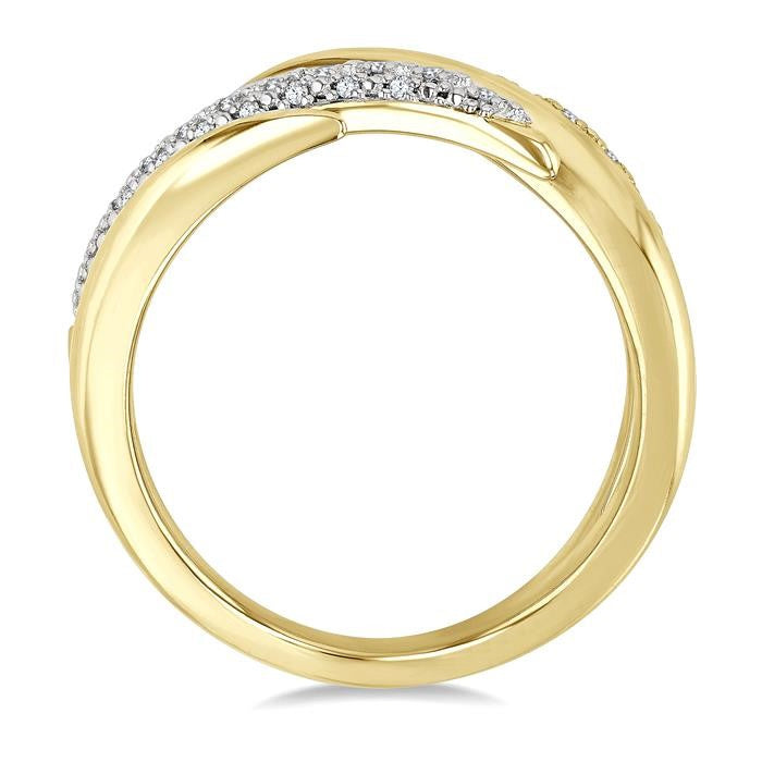 1/10 Ctw Bold Split Talon-Shaped Open Center Round Cut Diamond Fashion Band in Yellow Gold Vermeil