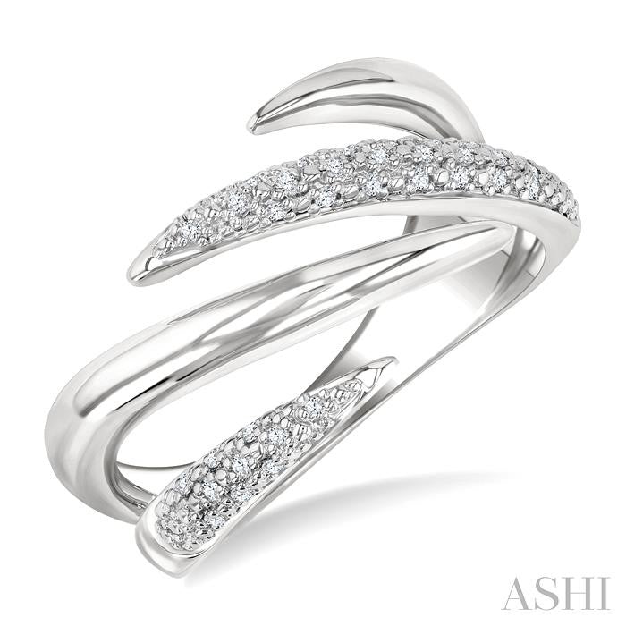 1/10 Ctw Open Center Claw Round Cut Diamond Bold Fashion Band in Sterling Silver