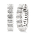1/10 Ctw Bold Wide Ribbed Round Cut Diamond Pirouette Fashion Earrings in Sterling Silver
