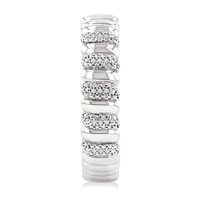 1/10 Ctw Bold Wide Ribbed Round Cut Diamond Pirouette Fashion Earrings in Sterling Silver
