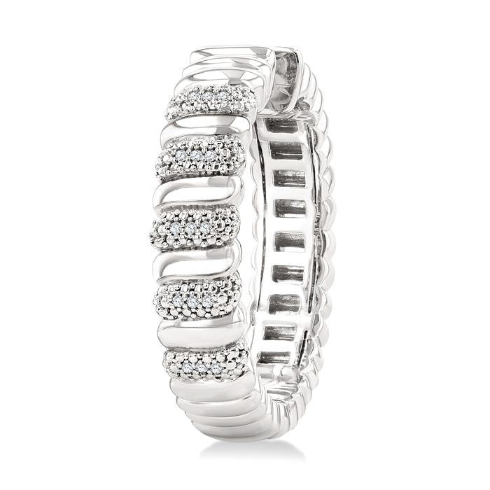 1/10 Ctw Bold Wide Ribbed Round Cut Diamond Pirouette Fashion Earrings in Sterling Silver