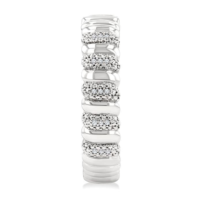Silver Bold Ribbed Diamond Hoop Fashion Earrings