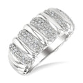 1/10 Ctw Bold Wide Ribbed Round Cut Diamond Pirouette Fashion Band in Sterling Silver