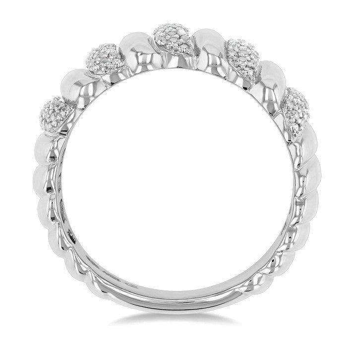 1/10 Ctw Bold Wide Ribbed Round Cut Diamond Pirouette Fashion Band in Sterling Silver