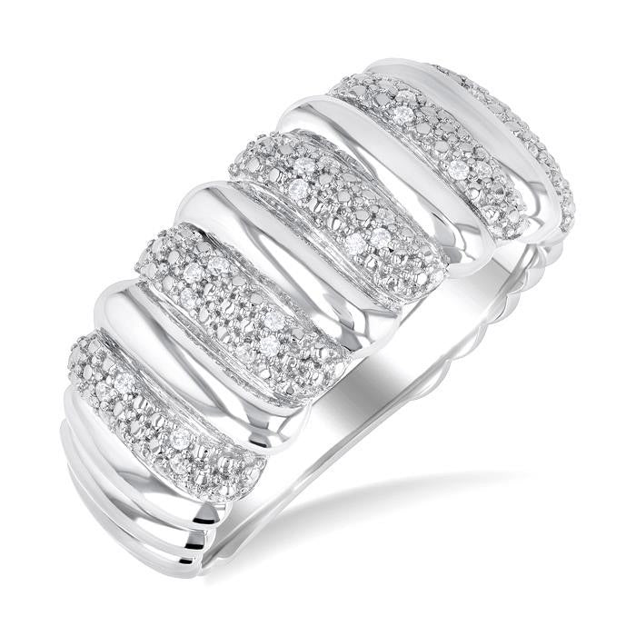 Silver Bold Diamond Wide Band