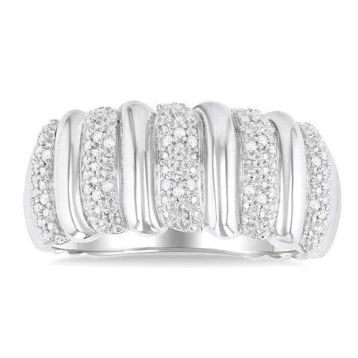 Silver Bold Diamond Wide Band