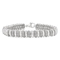 1/6 Ctw Bold Wide Ribbed Round Cut Diamond Pirouette Fashion Bracelet in Sterling Silver