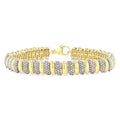 1/6 Ctw Bold Ribbed Swirl Round Cut Diamond Pirouette Fashion Bracelet in Yellow Gold Vermeil