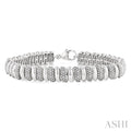 Silver Bold Ribbed Diamond Fashion Bracelet