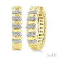 1/10 Ctw Bold Ribbed Swirl Round Cut Diamond Pirouette Fashion Hoop Earrings in Yellow Gold Vermeil