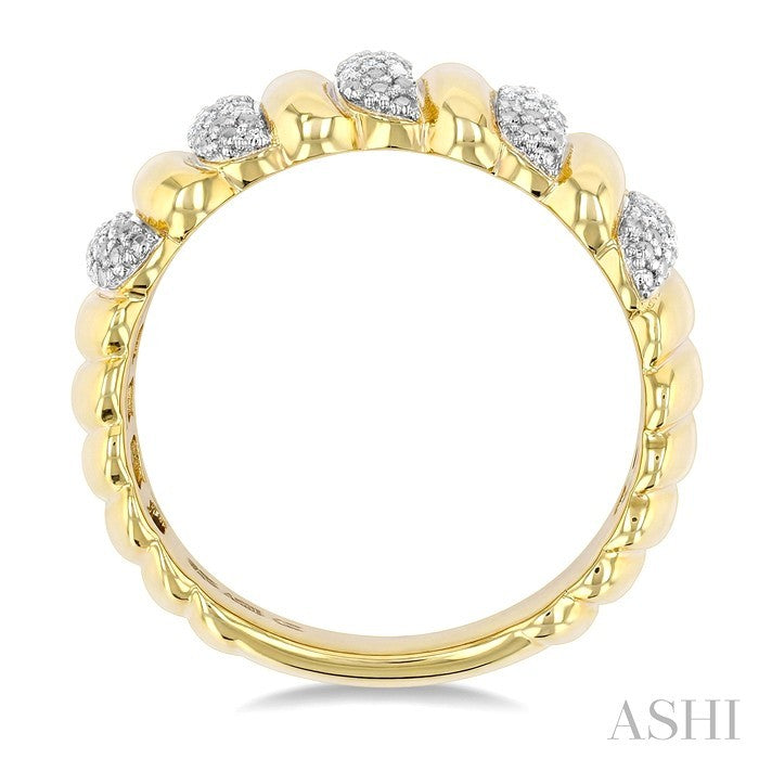 1/10 Ctw Bold Ribbed Swirl Round Cut Diamond Pirouette Fashion Wide Band in Yellow Gold Vermeil