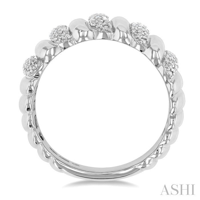1/10 Ctw Bold Wide Ribbed Round Cut Diamond Pirouette Fashion Band in Sterling Silver