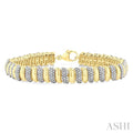 1/6 Ctw Bold Ribbed Swirl Round Cut Diamond Pirouette Fashion Bracelet in Yellow Gold Vermeil