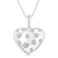 1/10 Ctw Bold Star Engraved Puffed Heart Round Cut Diamond Pendant With Chain in Sterling Silver