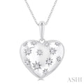 Silver Bold Puffed Heart Shape Diamond Pendant