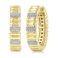 1/10 Ctw Bold Ribbed Round Cut Diamond Pirouette Fashion Hoop Earrings in Yellow Gold Vermeil