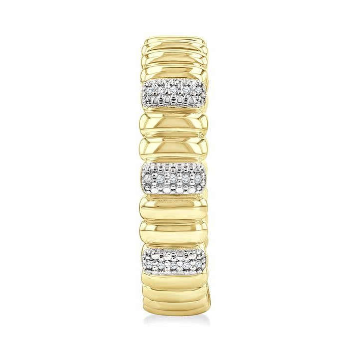 1/10 Ctw Bold Ribbed Round Cut Diamond Pirouette Fashion Hoop Earrings in Yellow Gold Vermeil