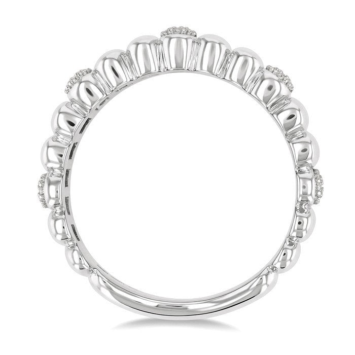 1/10 Ctw Wide Ribbed Plain Polished and Round Cut Diamond Pirouette Bold Fashion Band in Sterling Silver