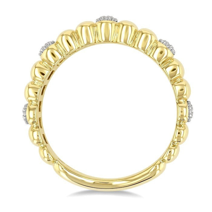 1/10 Ctw Bold Ribbed Round Cut Diamond Pirouette Fashion Wide Band in Yellow Gold Vermeil