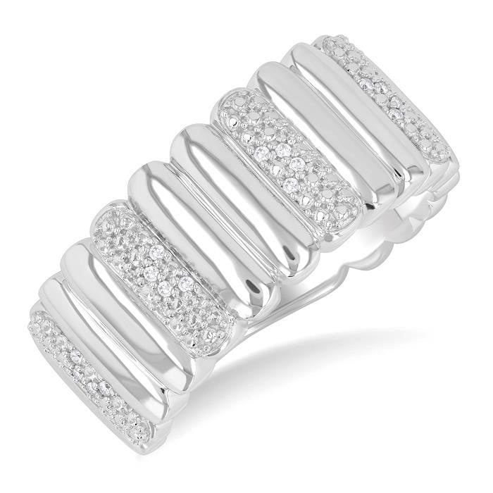 Silver Bold Diamond Wide Band