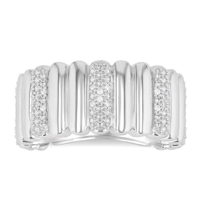 Silver Bold Diamond Wide Band