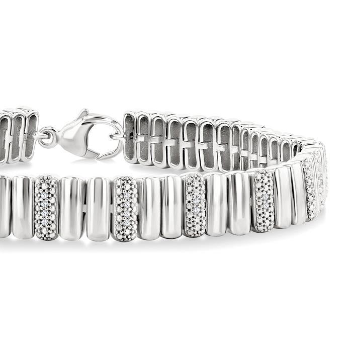 Silver Bold Ribbed Diamond Fashion Bracelet
