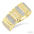 1/10 Ctw Bold Ribbed Round Cut Diamond Pirouette Fashion Wide Band in Yellow Gold Vermeil