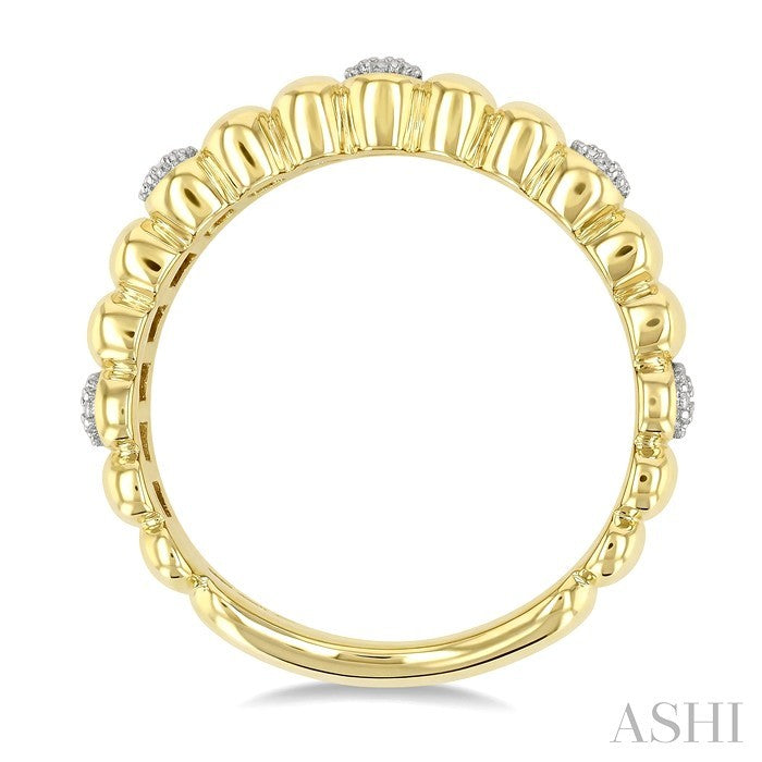 1/10 Ctw Bold Ribbed Round Cut Diamond Pirouette Fashion Wide Band in Yellow Gold Vermeil