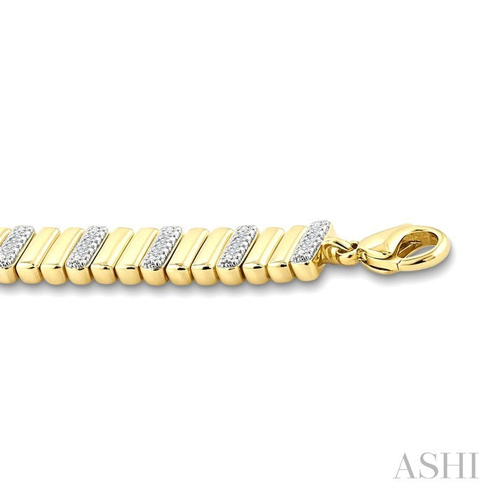 1/6 Ctw Bold Ribbed Round Cut Diamond Pirouette Fashion Bracelet in Yellow Gold Vermeil