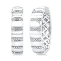 1/10 Ctw Ribbed Round Cut Diamond Pirouette Bold Fashion Hoop Earrings in Sterling Silver