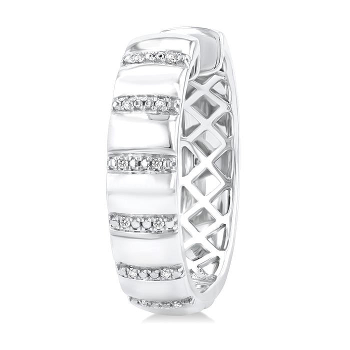 1/10 Ctw Ribbed Round Cut Diamond Pirouette Bold Fashion Hoop Earrings in Sterling Silver