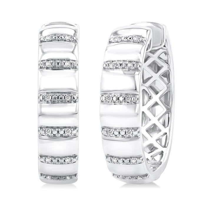 Silver Bold Diamond Fashion Hoop Earrings