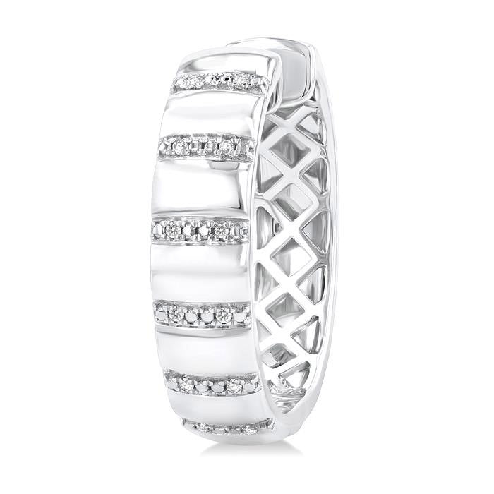 Silver Bold Diamond Fashion Hoop Earrings