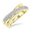 1/8 Ctw Bold Crisscross Round Cut Diamond Fashion Band in Yellow Gold Vermeil