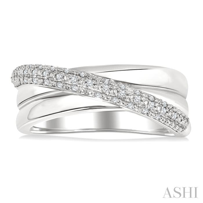 1/8 Ctw Bold Criss Cross Round Cut Diamond Fashion Band in Sterling Silver