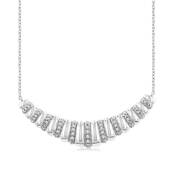 1/10 Ctw Ribbed Dome Shape Round Cut Diamond Bold Fashion Pendant With Chain in Sterling Silver
