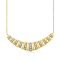 1/10 Ctw Bold Puff Ribbed Curve Round Cut Diamond Pirouette Fashion Pendant With Chain in Yellow Gold Vermeil