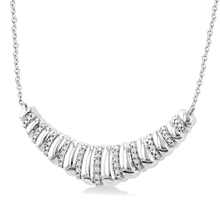 Silver Bold Ribbed Diamond Fashion Pendant
