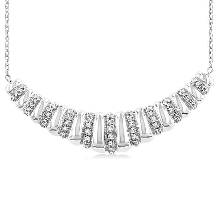 Silver Bold Ribbed Diamond Fashion Pendant