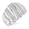 1/10 Ctw Ribbed Dome Shape Round Cut Diamond Pirouette Bold Wide Fashion Band in Sterling Silver