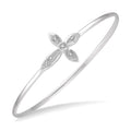 1/20 Ctw Marquise Cross Charm Round Cut Diamond Flexi Bangle in Sterling Silver